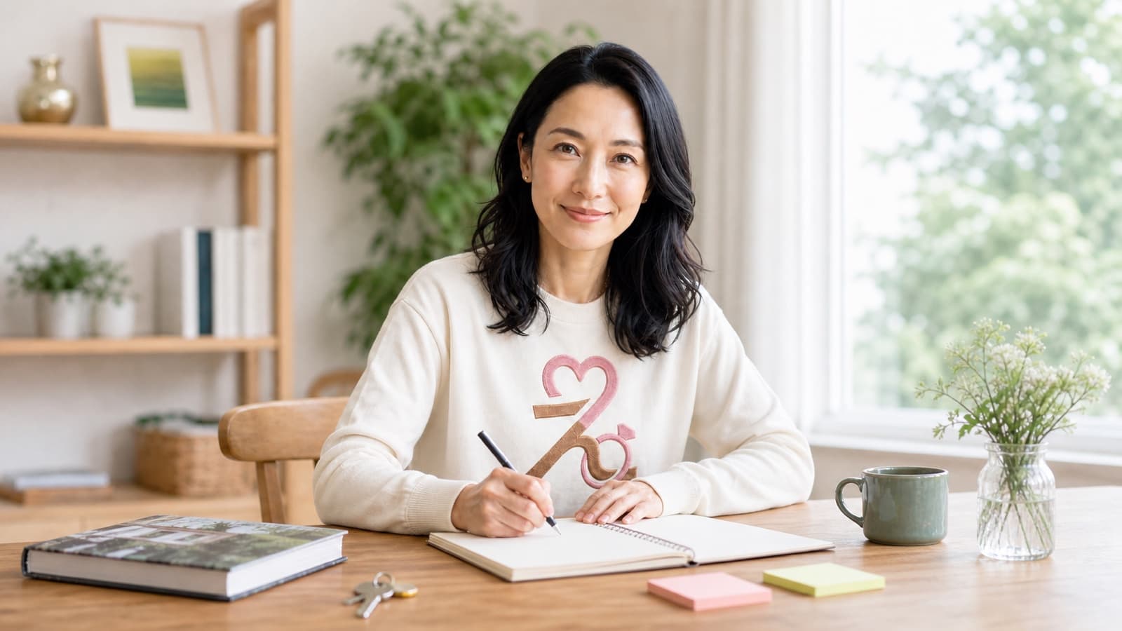 再婚活で伝える内容を自宅のノートに整理するえら美