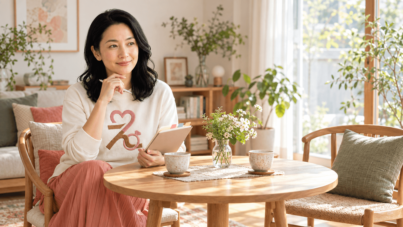 二人分のティーカップを前に、望むパートナーとの関係を考えるえら美