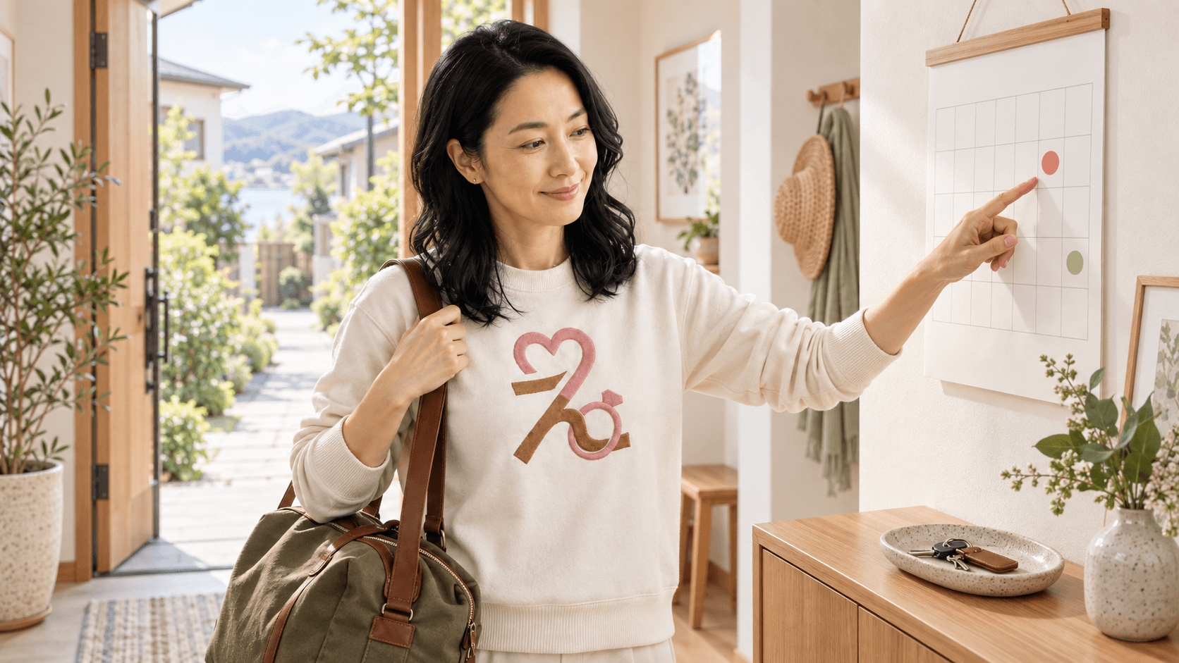 週末の予定と移動を確認しながら別々の住まいを行き来するえら美
